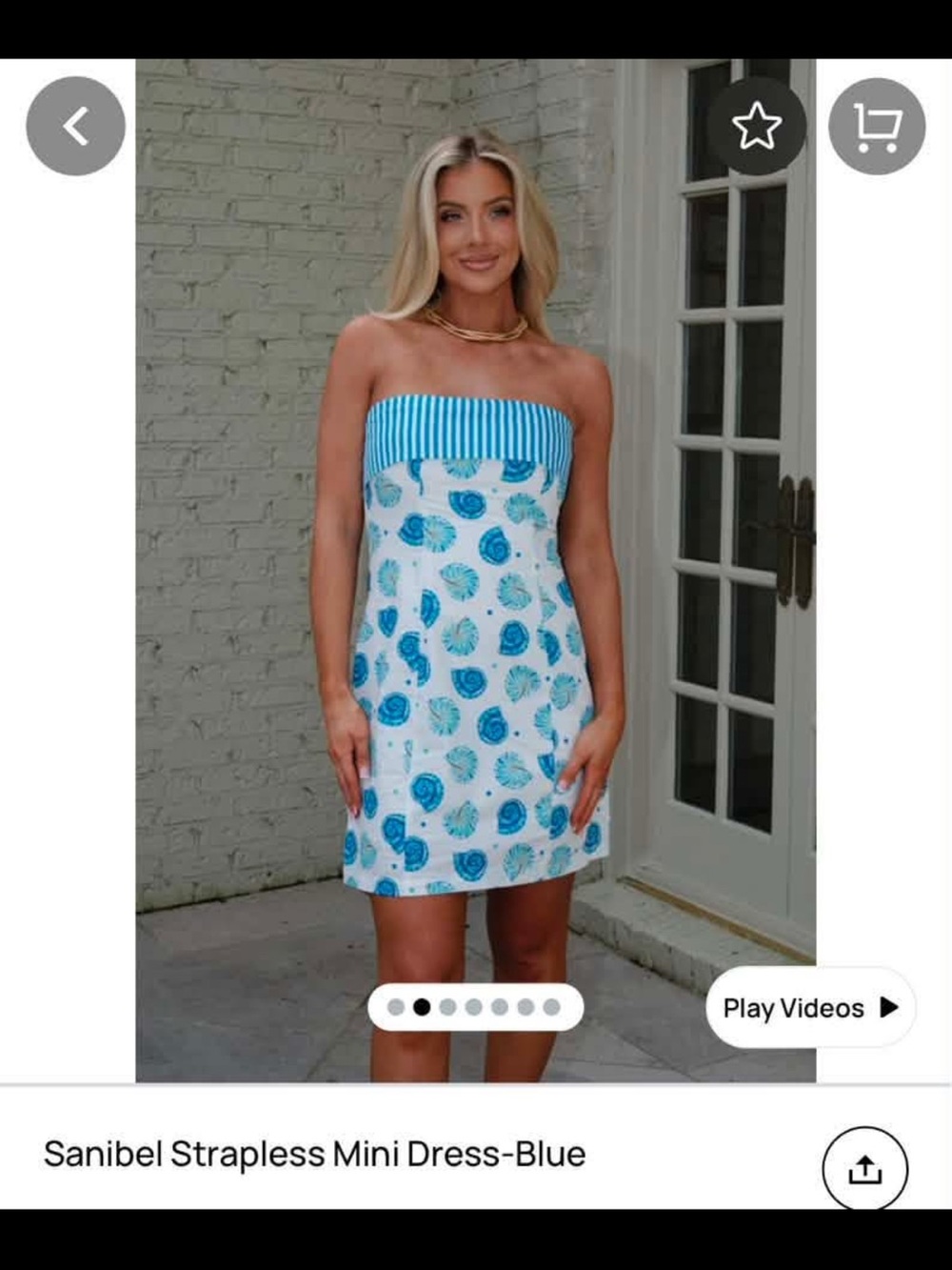 Sanibel Strapless Mini Dress in Blue Shell Print